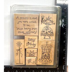 STAMPIN' UP! Pretty Princess Wood Mounted Rubber Stamp set of 7